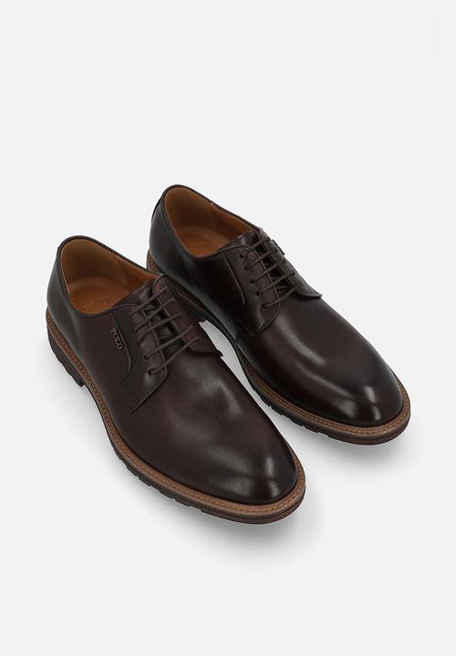 POLO - Textured gibson lace up - brown leather