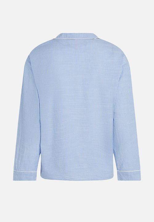Hunkemoller - Jacket long sleeve cotton stripe - blue