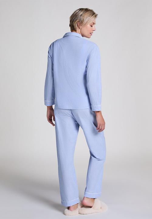 Hunkemoller - Pants cotton stripe - blue