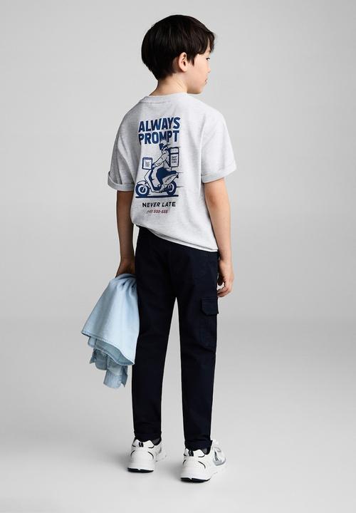 MANGO - T-shirt fast - light pastel gray