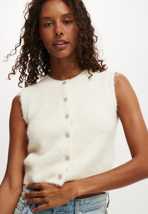 Cotton On - Fluffy button vest - porcelain