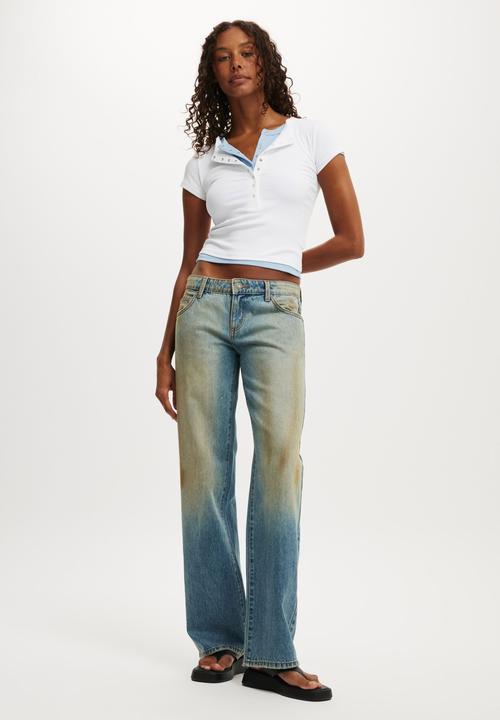 Cotton On - Low rise straight jean - stefani blue