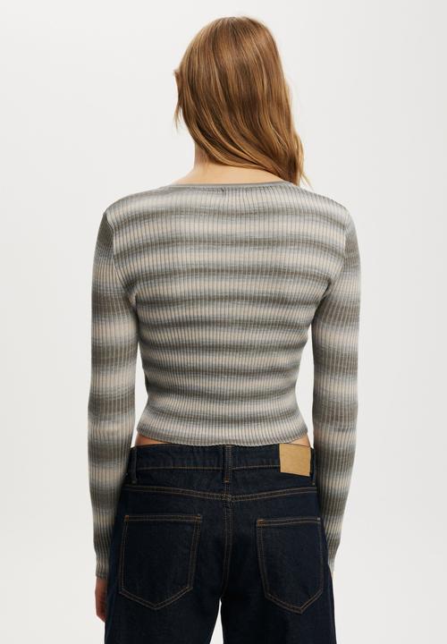 Cotton On - Everfine rib knit cardigan - grey spacedye