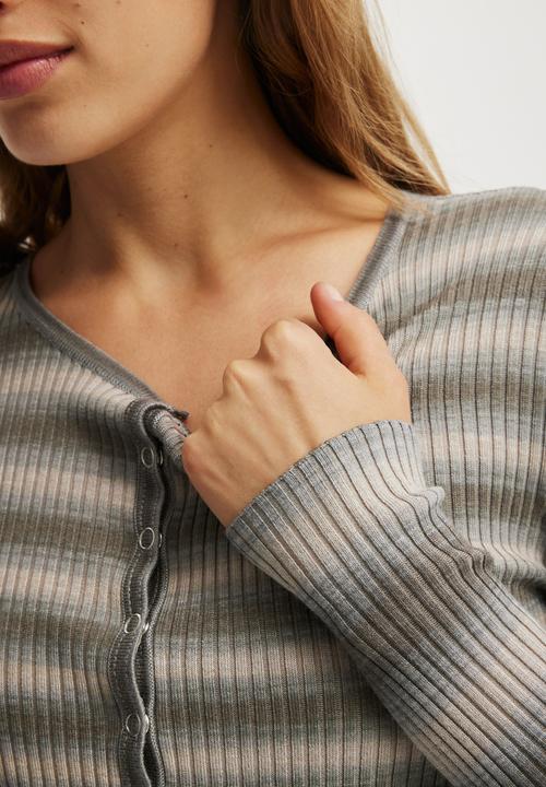 Cotton On - Everfine rib knit cardigan - grey spacedye