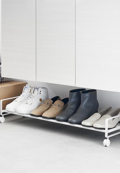 Yamazaki - TOWER Shoe Rack with Casters - White