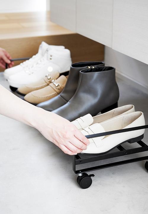 Yamazaki - TOWER Shoe Rack with Casters - Black
