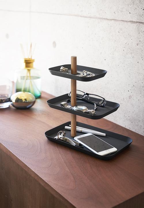 Yamazaki - RIN 3-Tiered Accessory Stand with Rotatable Trays - Black