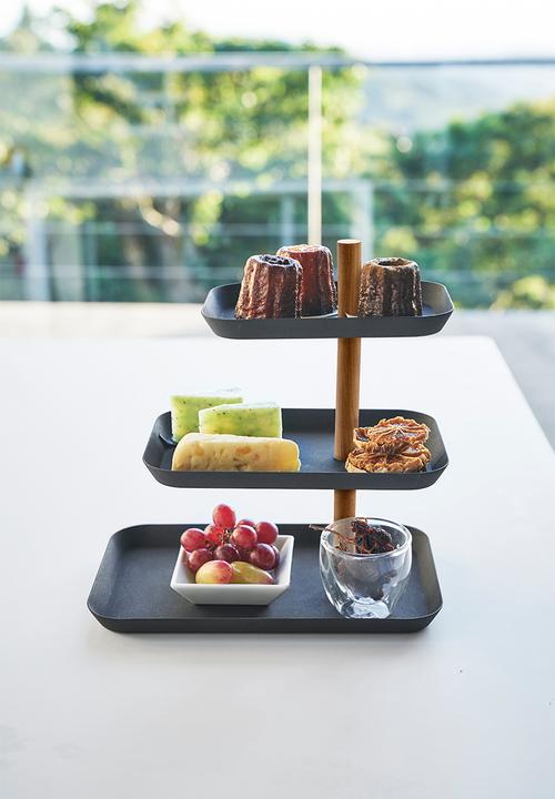 Yamazaki - RIN 3-Tiered Accessory Stand with Rotatable Trays - Black