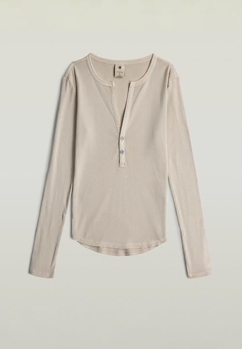 G-STAR - Deep V Slim Long Sleeve Wmn - Dk Brick Gd
