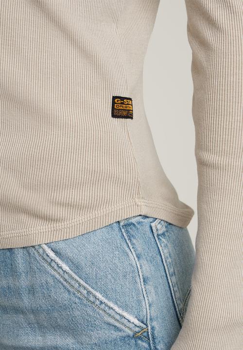G-STAR - Deep V Slim Long Sleeve Wmn - Dk Brick Gd