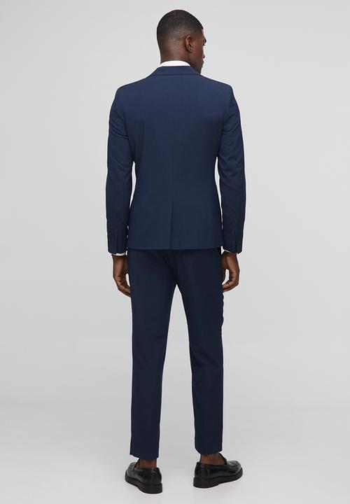 boohooMAN - Slim Cropped Suit Trousers - Navy