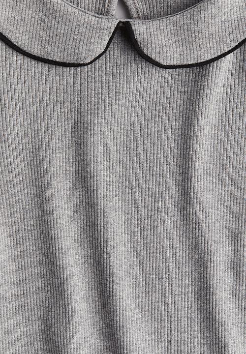 H&M - Collared jersey top - grey marl