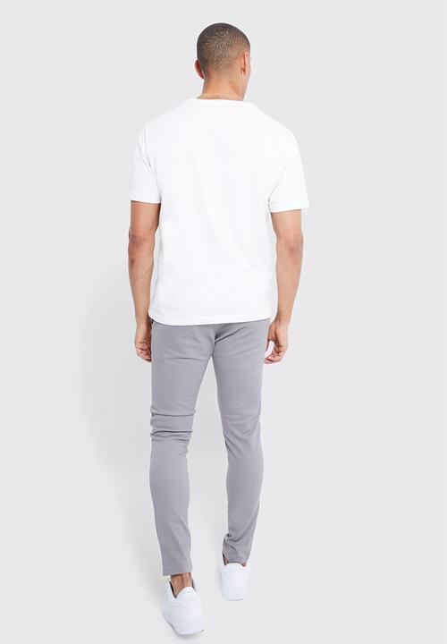 boohooMAN - Fixed Waist Skinny Chino Trouser - Grey