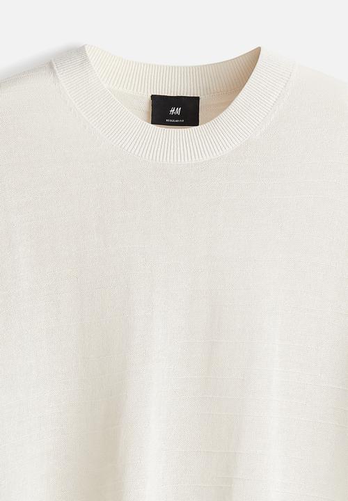 H&M - Regular fit fine-knit T-shirt - light beige