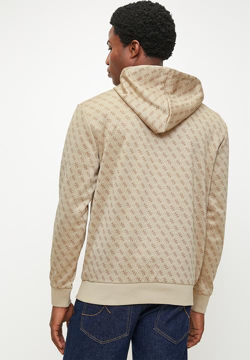 GUESS - New korbin hoodie sweatshirt - 4g aop beige blanco