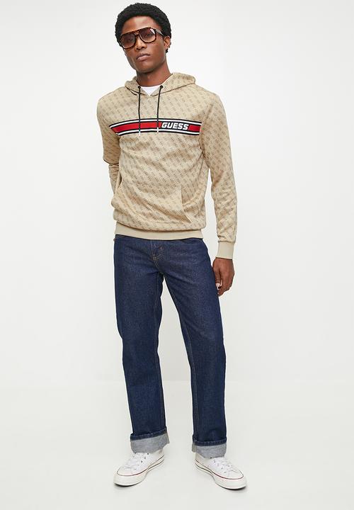 GUESS - New korbin hoodie sweatshirt - 4g aop beige blanco