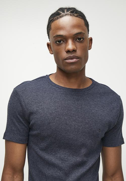 Superbalist - 2-pack premium ribbed crew neck short sleeve tops - grey m & navy mel