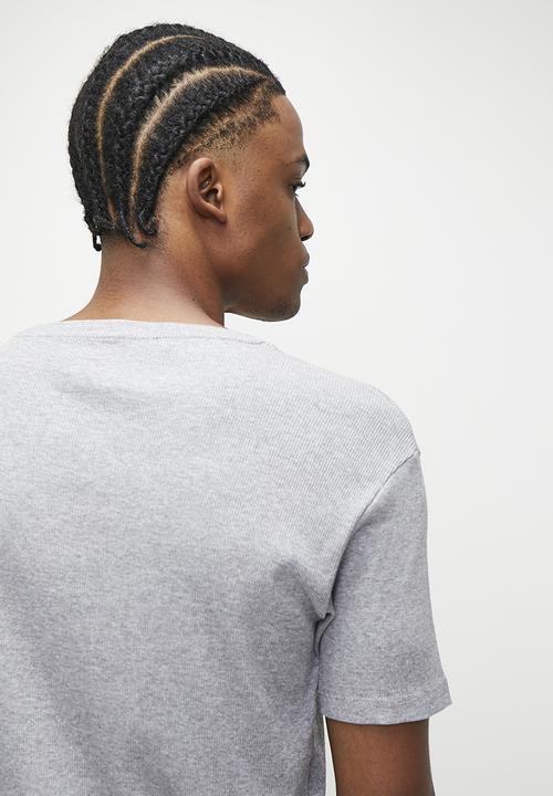 Superbalist - 2-pack premium ribbed crew neck short sleeve tops - grey m & navy mel