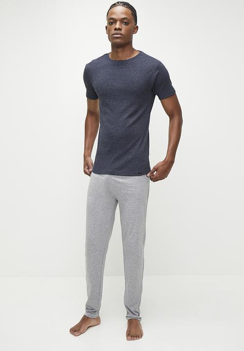 Superbalist - 2-pack premium ribbed crew neck short sleeve tops - grey m & navy mel