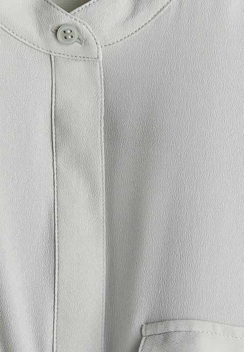 H&M - Band-collar blouse - light sage green