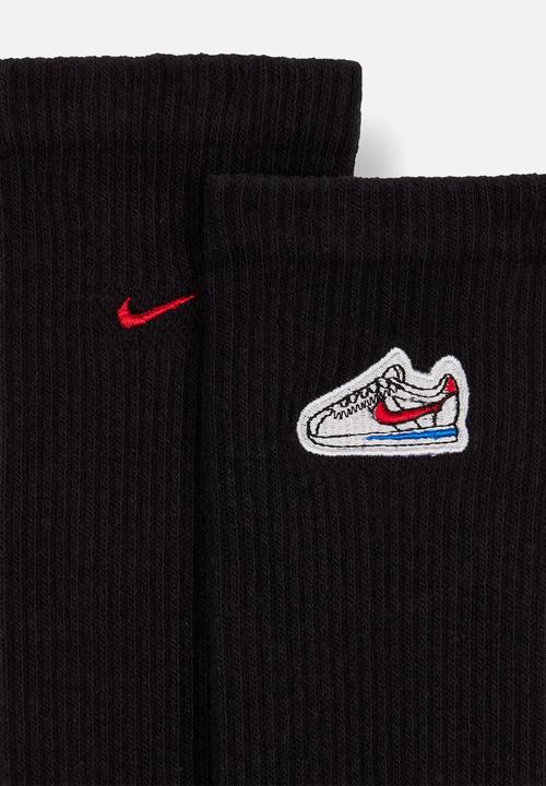 Nike - Everyday Cushioned Crew Cortez Patch Socks (1 Pair) - Black