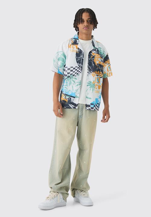 boohooMAN - Oversized Slub Moto Shirt - multi