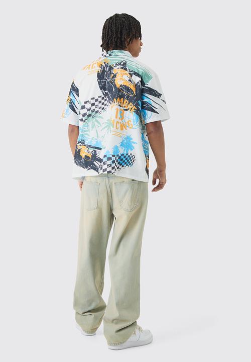boohooMAN - Oversized Slub Moto Shirt - multi