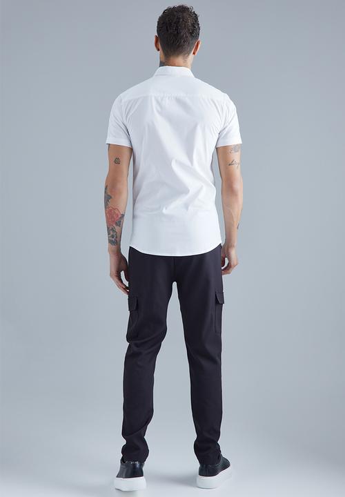 boohooMAN - Stretch Fit Short Sleeve Shirt - white