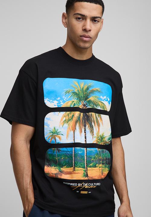 boohooMAN - Oversized Palm Tree Graphic T-Shirt - Black