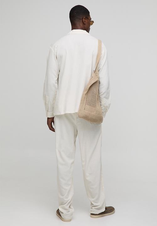 boohooMAN - Oversized Long Sleeve Revere Linen Blend Shirt - Natural