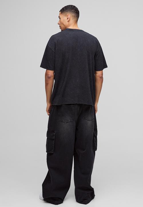 boohooMAN - Oversized Censored Washed T-Shirt - Black