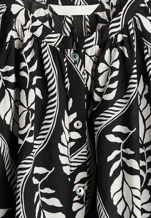 H&M - Cotton dress -  black/white patterned 