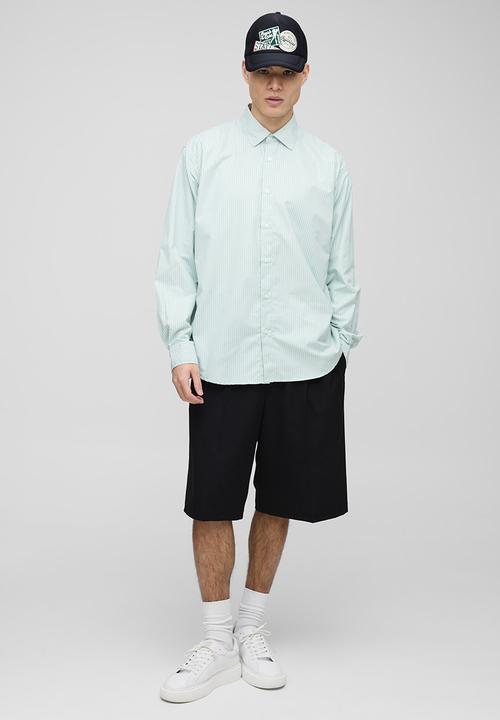 boohooMAN - Super Oversized Long Sleeve Stripe Shirt - Green