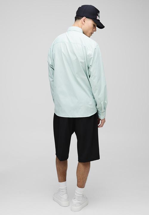 boohooMAN - Super Oversized Long Sleeve Stripe Shirt - Green