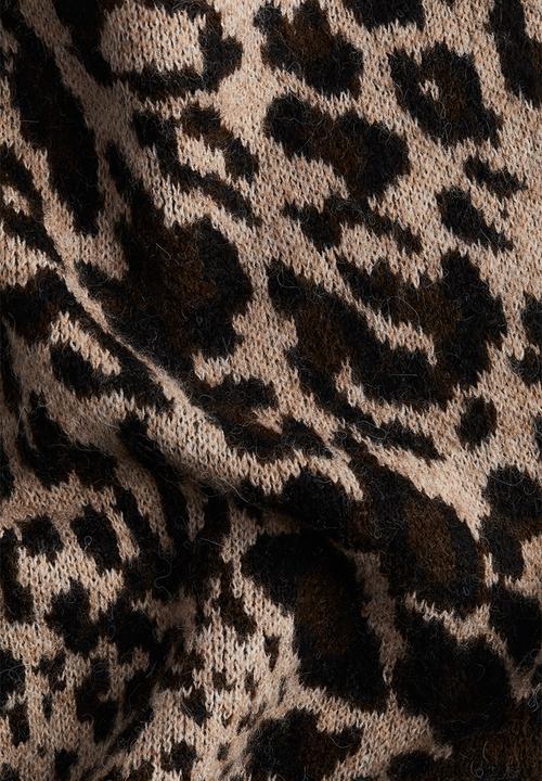 H&M - Jacquard-knit skirt - beige/leopard print