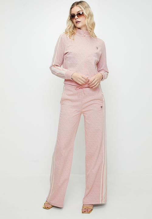 GUESS - JEAN G LOGO FULL ZIP SWEATSHIRT-4G RHOMBUS PINK ROSES