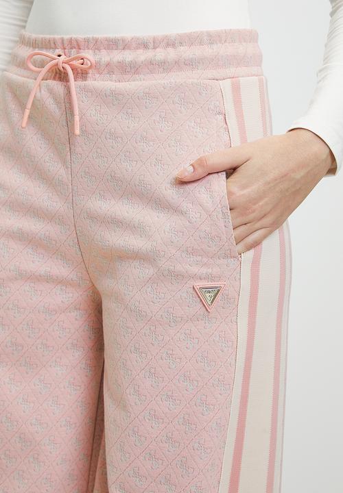 GUESS - JEAN G LOGO STRAIGHT LONG PANT-4G RHOMBUS PINK ROSES