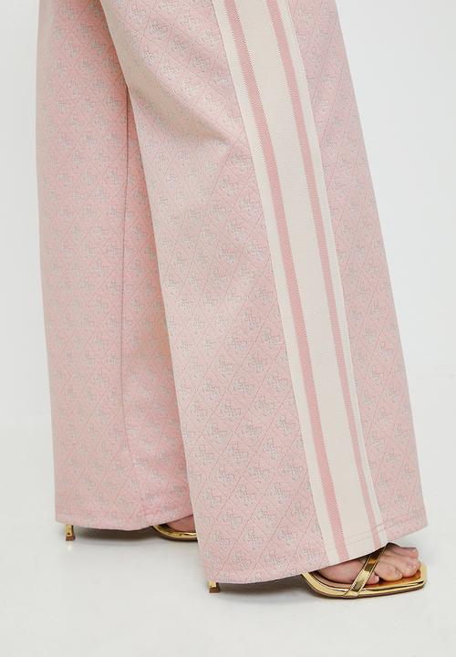 GUESS - JEAN G LOGO STRAIGHT LONG PANT-4G RHOMBUS PINK ROSES