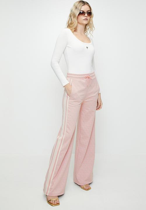 GUESS - JEAN G LOGO STRAIGHT LONG PANT-4G RHOMBUS PINK ROSES