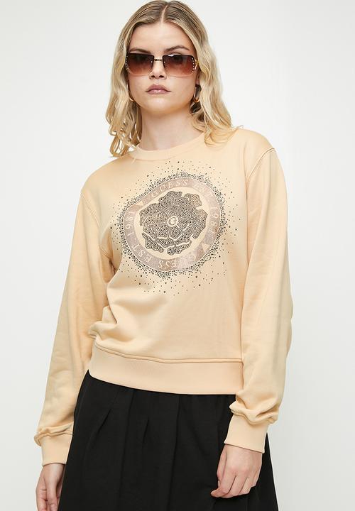 GUESS - CN PEONY LOGO FLEECE-SKINNY LATTE