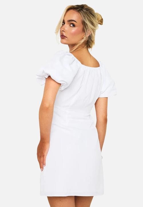 boohoo - Puff sleeve mini dress - ivory