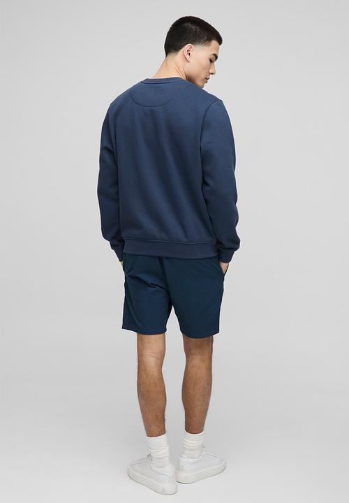 boohooMAN - Elasticated Waist Slim Fit Twill Shorts - Navy
