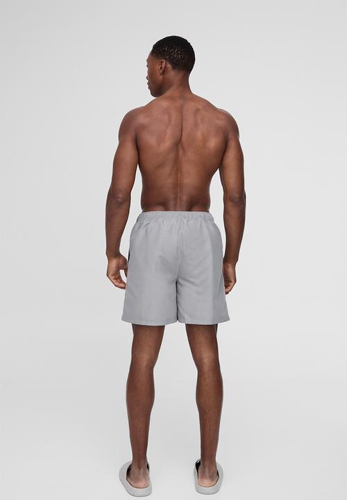 boohooMAN - Branded Mid Length Swim Short in Grey - Grey