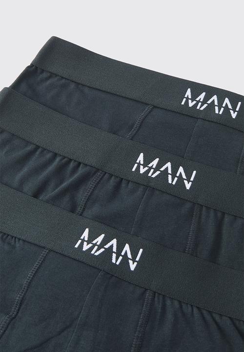 boohooMAN - 3 Pack Man Dash Mid Length Trunks - Black
