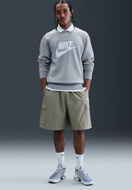M Nk Club Bb Gfx Crew - Dk Grey Heather/White