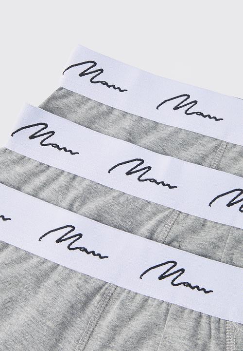boohooMAN - 3 Pack Man Script Trunk - Grey Marl