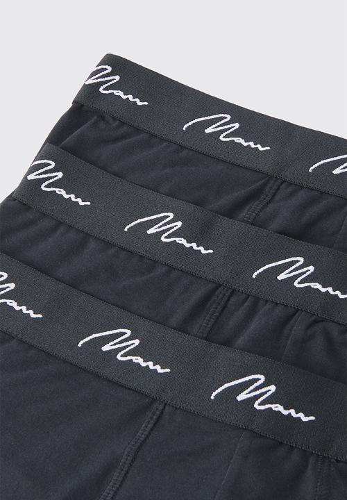 boohooMAN - 3 Pack Man Signature Trunks - Black