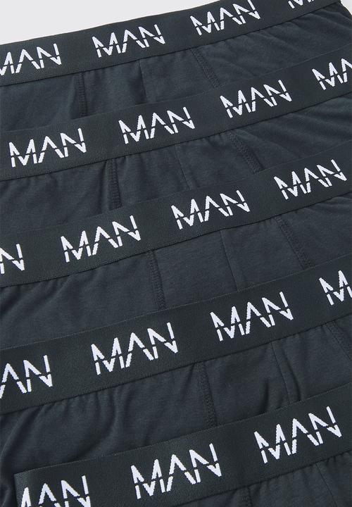 boohooMAN - 5 Pack Man Dash Repeat Classic Trunks - Black