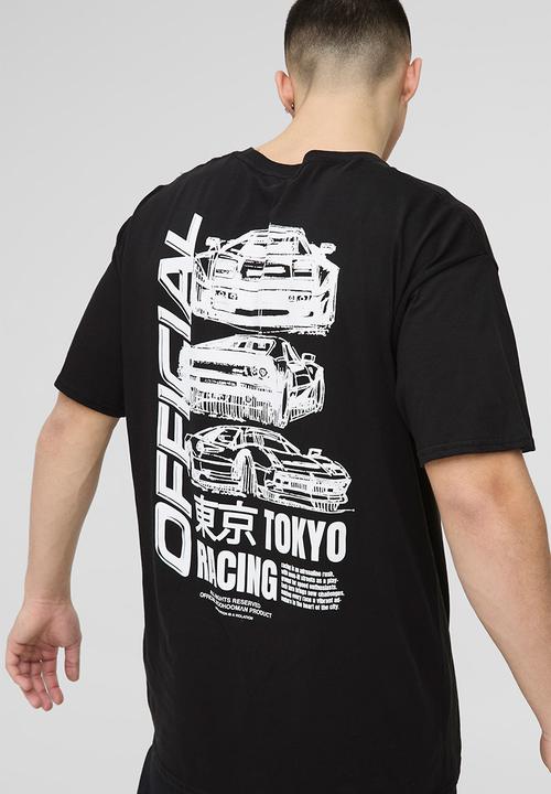 boohooMAN - Oversized Official Racing Graphic T-Shirt - black