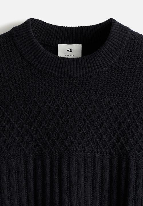 H&M - Regular fit textured-knit jumper - navy blue 